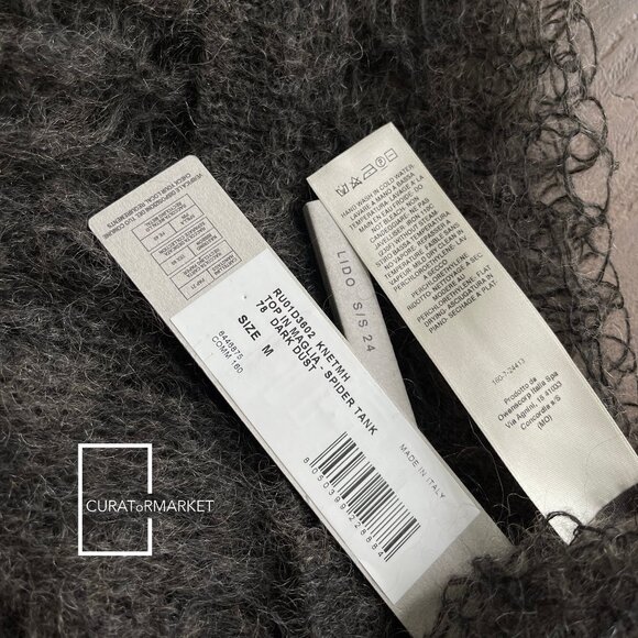 Rick Owens: Wool Blend Dark Dust Hand Knit Spider Tank Top SS24 Lido - Picture 10 of 16